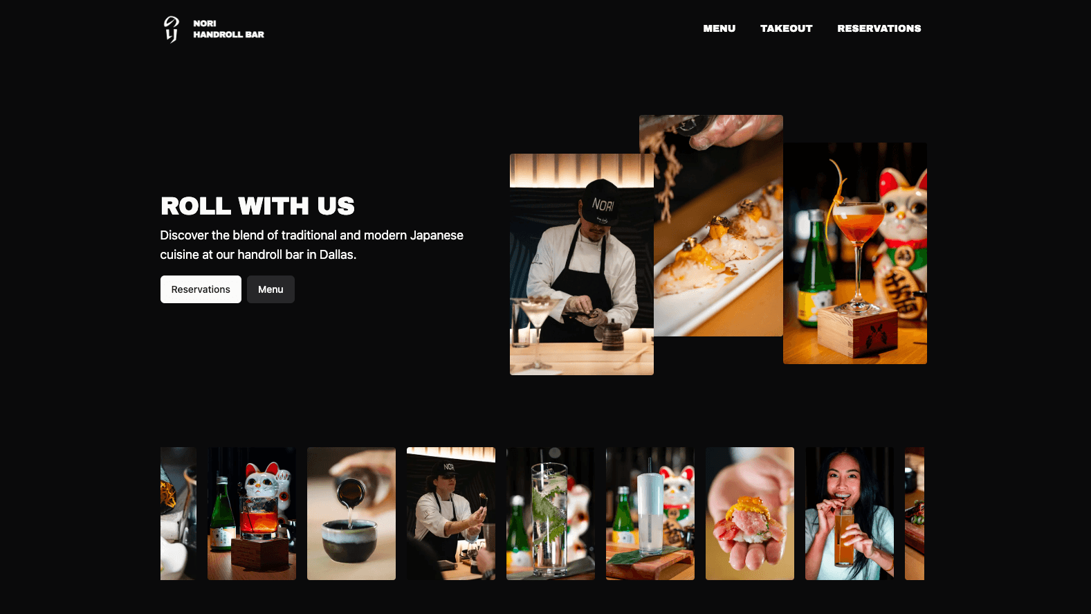 Homepage of the redesigned portfolio